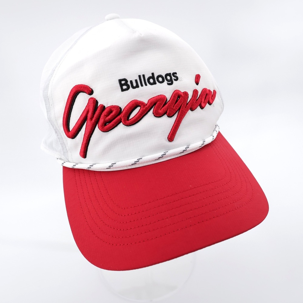 '47 Brand Georgia Bulldogs Rope Snapback Hat White Red Mens OSFA